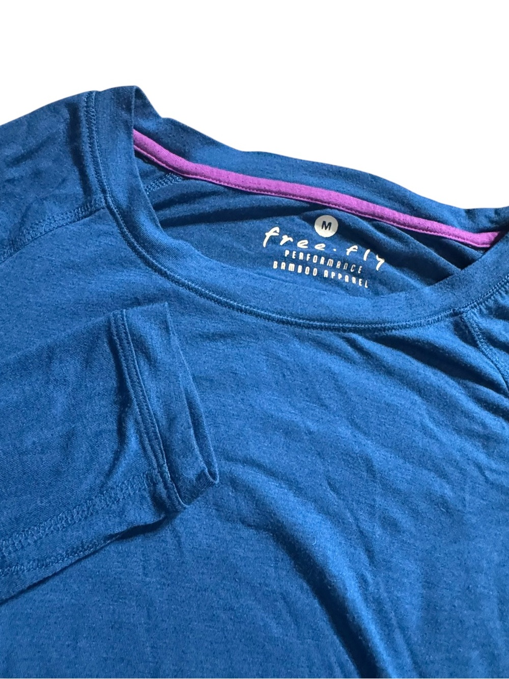 Free Fly Performance Bamboo Womens Size Medium Athletic Fit Long Sleeve Blue